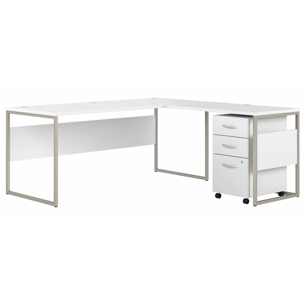 Hybrid 72W x 30D L Shaped Table Desk with Mobile File Cabinet. Picture 1