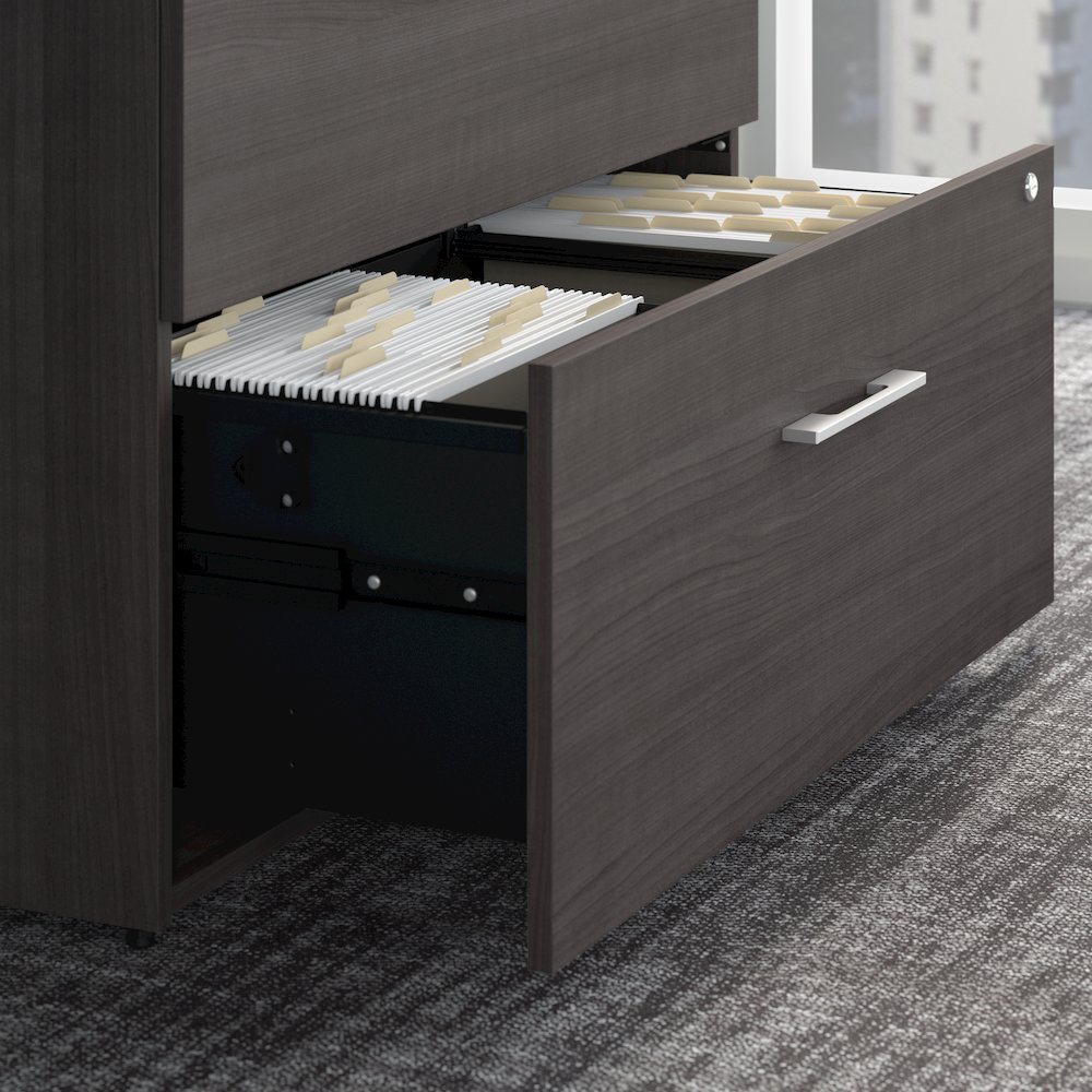 500 72W x 36D Executive Desk with Drawers, Lateral File Cabinets and Hutch. Picture 5