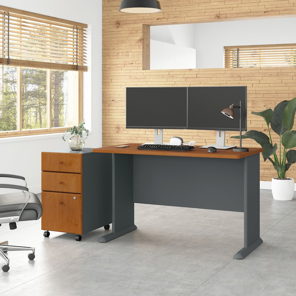 Series A 48W Desk with Mobile File Cabinet. Picture 2