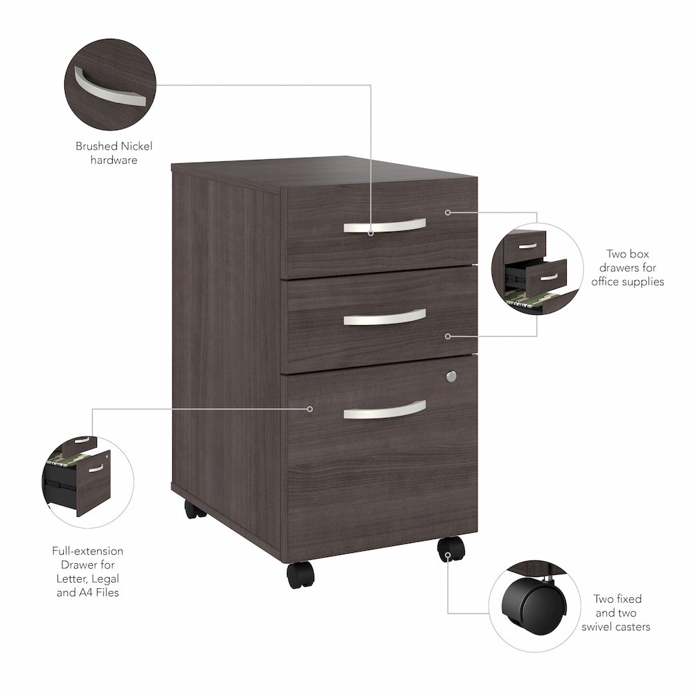 Studio A 48W Computer Desk with 3 Drawer Mobile File Cabinet. Picture 9