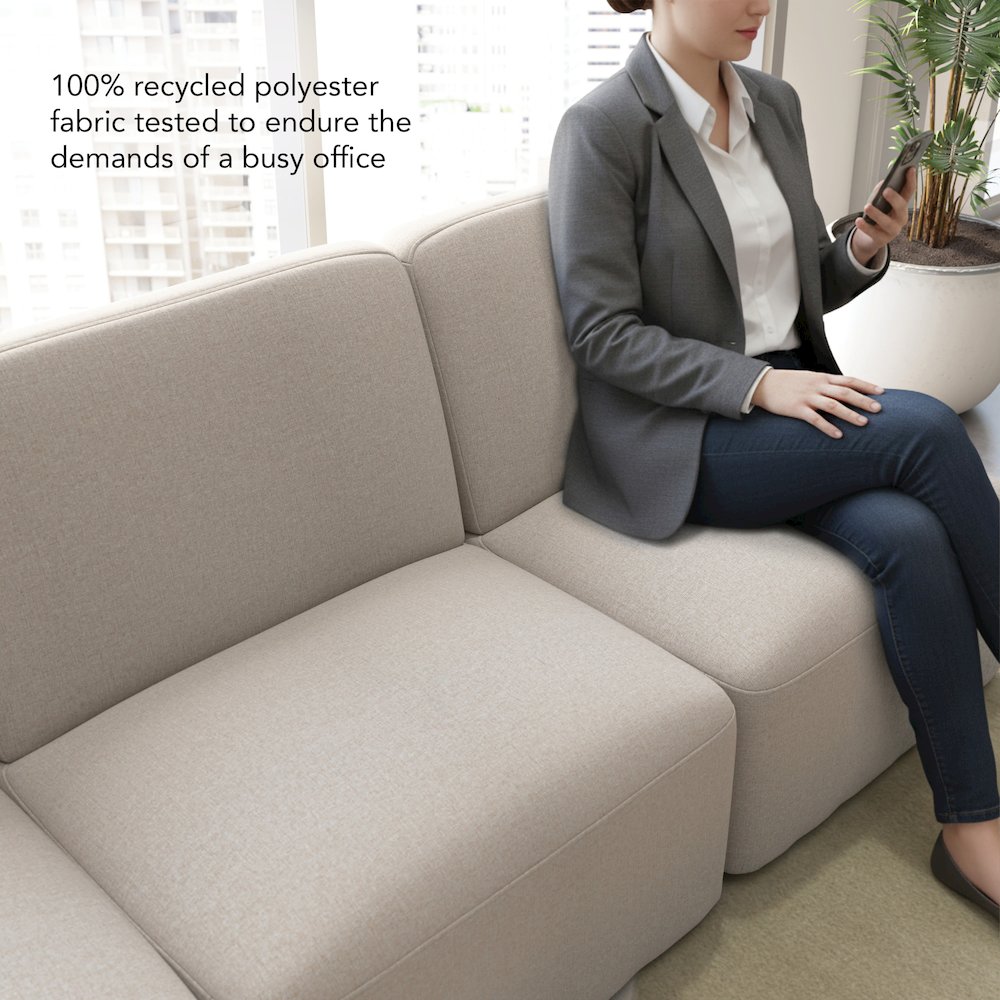 Assemble Modular Armless Lounge Chair in Oat Fabric. Picture 4