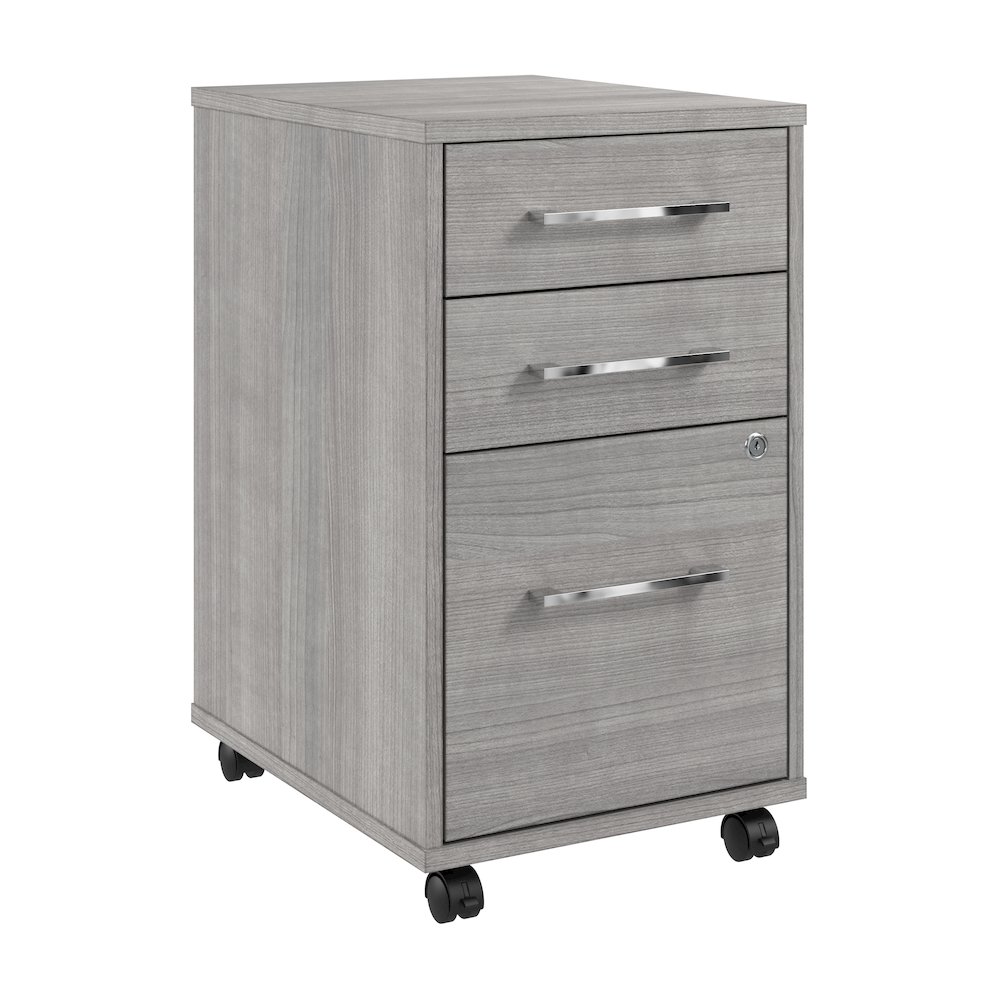 Hustle 3 Drawer Rolling File Cabinet with Lock in Platinum Gray. Picture 1