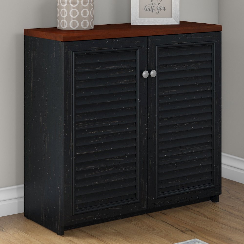Fairview Small Storage Cabinet with Doors and Shelves. Picture 2