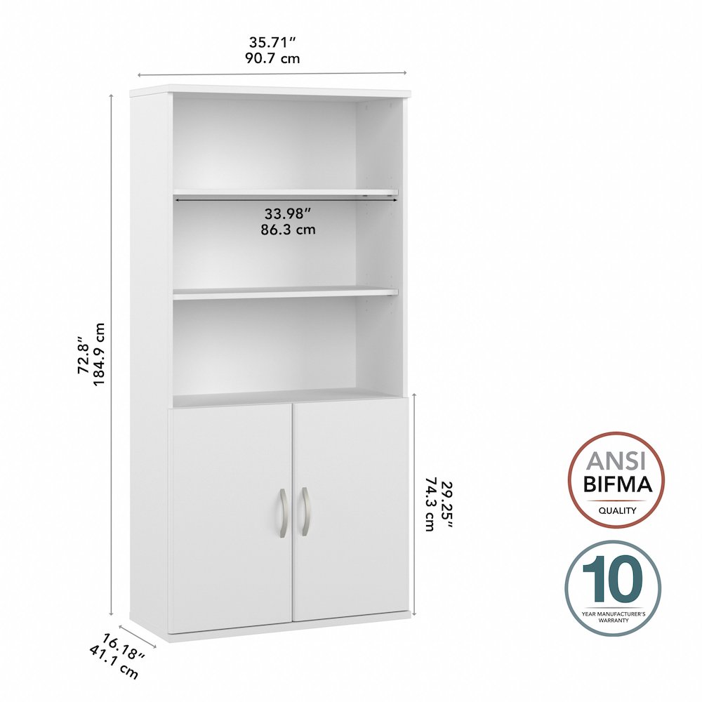 Easy Office 5 Shelf Bookcase with Doors. Picture 3