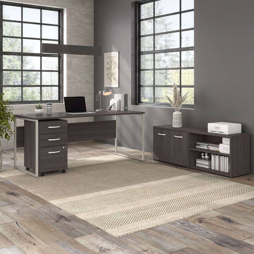 Hybrid 72W x 30D Computer Table Desk with Storage and Mobile File Cabinet. Picture 2
