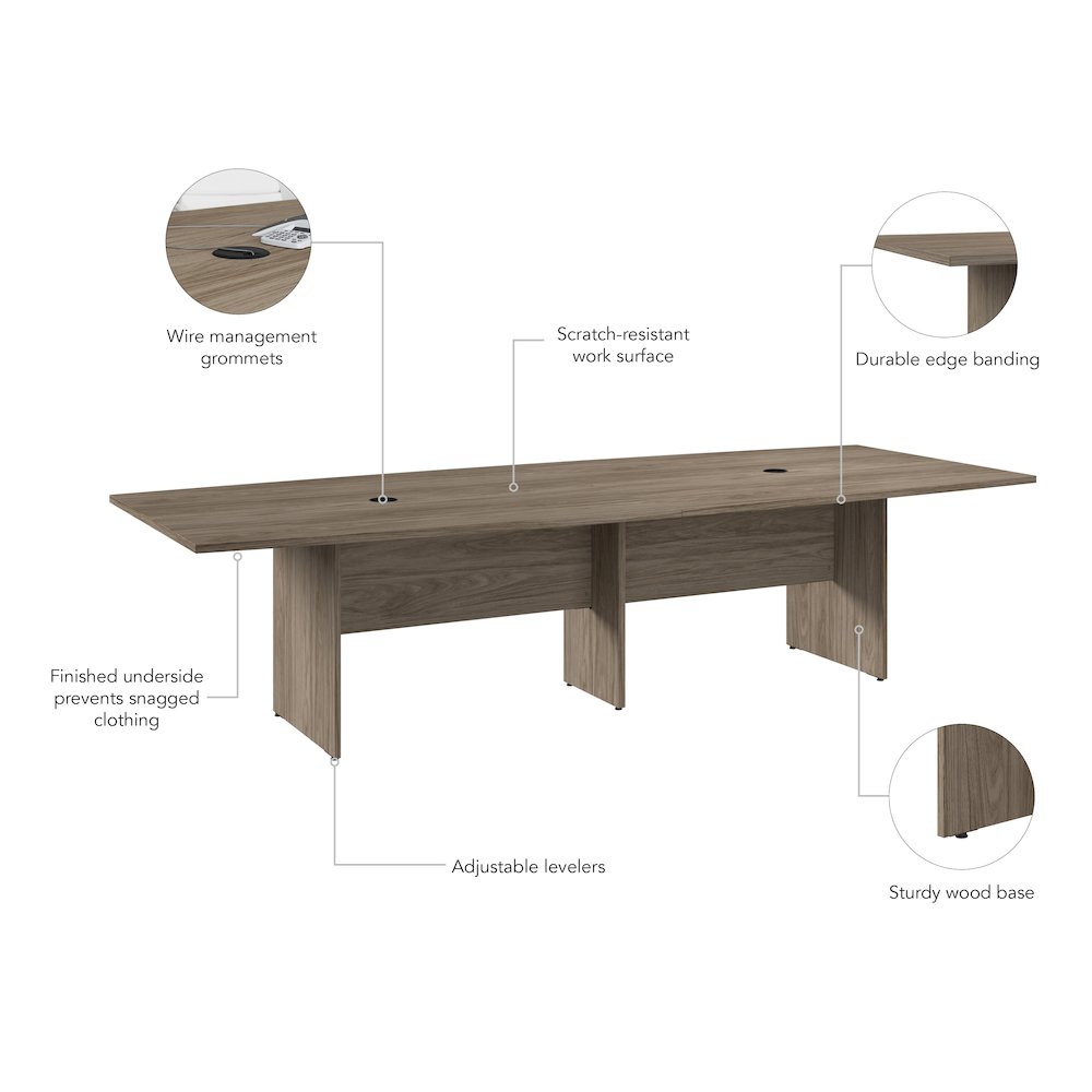 120W x 48D Boat Shaped Conference Table with Wood Base. Picture 6
