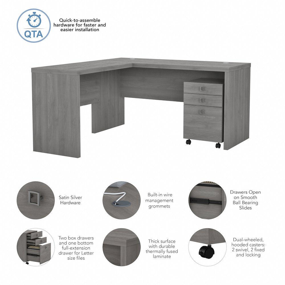 Echo L Shaped Desk with Mobile File Cabinet. Picture 9