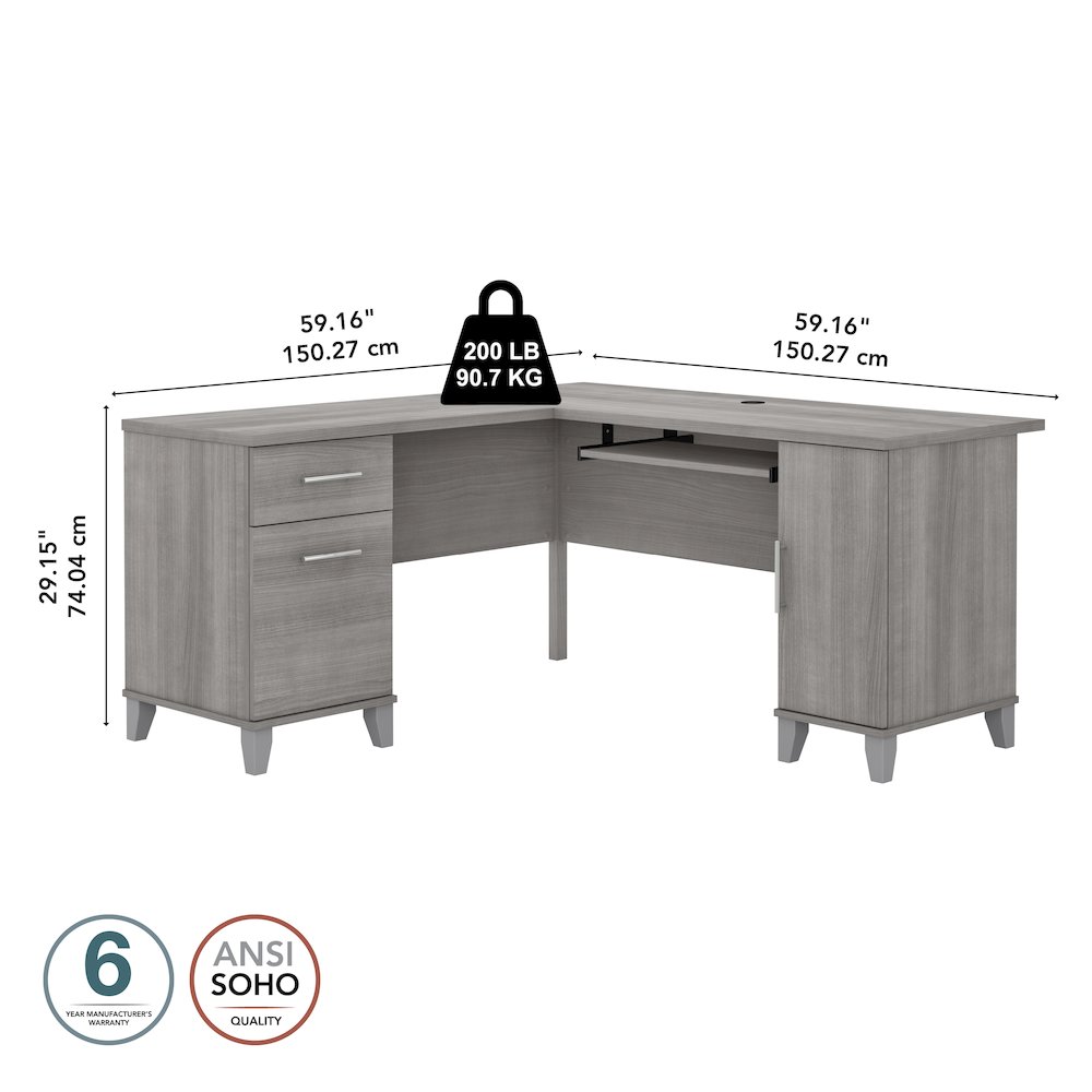 Somerset 60W L Shaped Desk with Storage. Picture 8