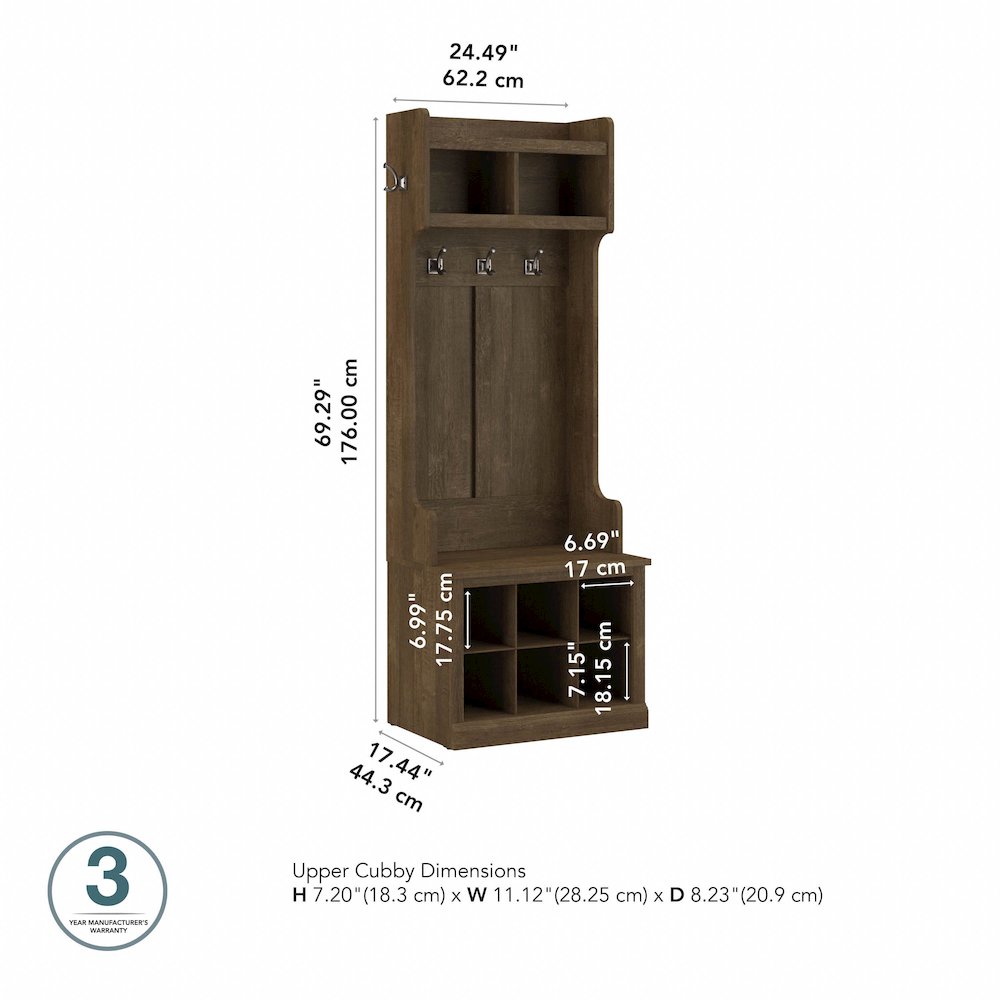 Woodland 24W Hall Tree and Small Shoe Bench with Shelves. Picture 8