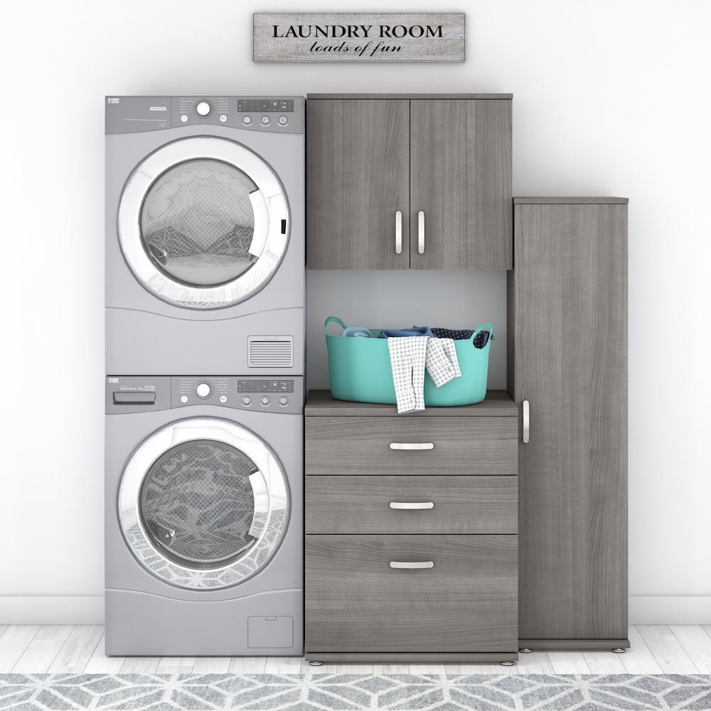 Universal 3 Piece Modular Laundry Room Storage Set with Floor and Wall Cabinets. Picture 2