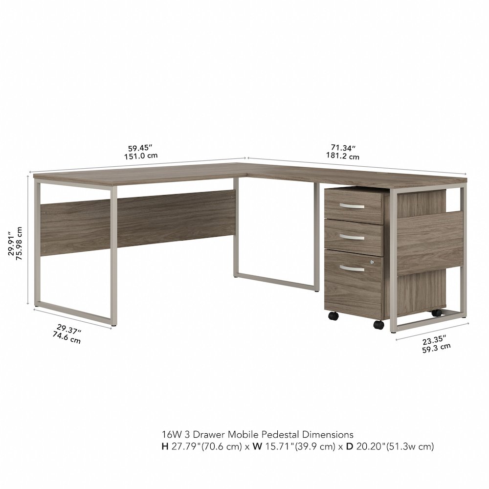 Hybrid 60W x 30D L Shaped Table Desk with Mobile File Cabinet. Picture 10