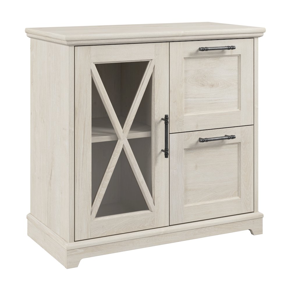 Lennox Farmhouse 2 Drawer Lateral File Cabinet with Shelves. Picture 1