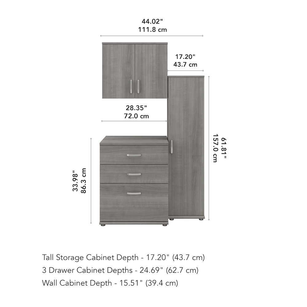 Universal 3 Piece Modular Garage Storage Set with Floor and Wall Cabinets. Picture 4