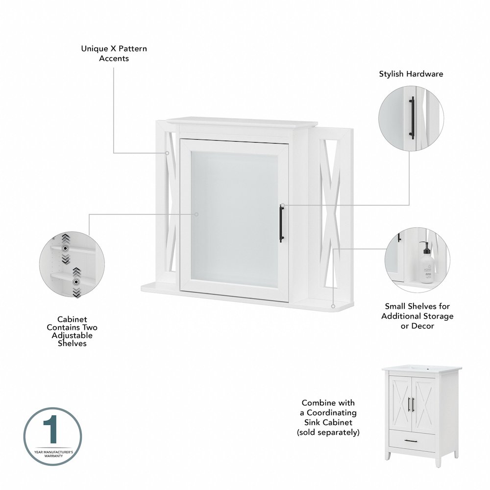 32W Bathroom Vanity Sink with Mirror and Over The Toilet Storage Cabinet. Picture 9