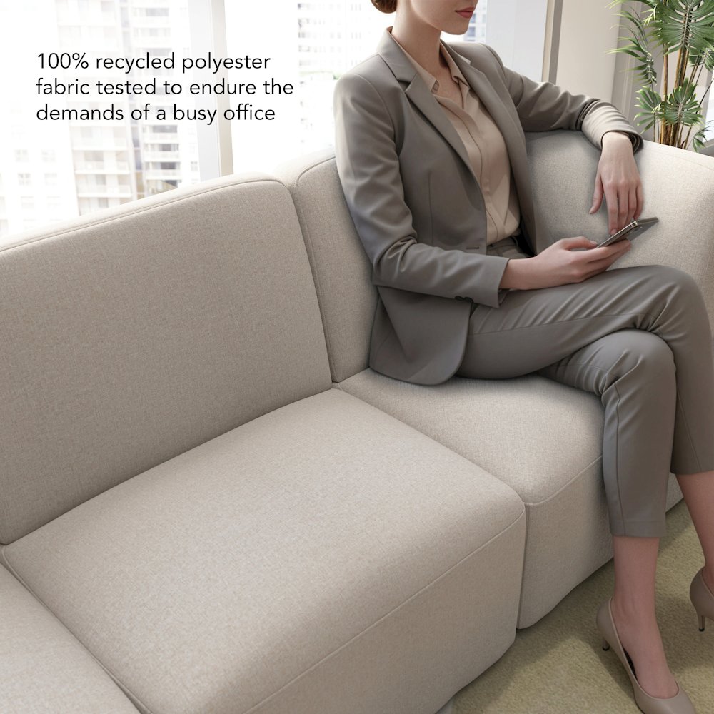 Assemble Modular 4 Seater Sectional Lounge Sofa in Oat Fabric. Picture 5