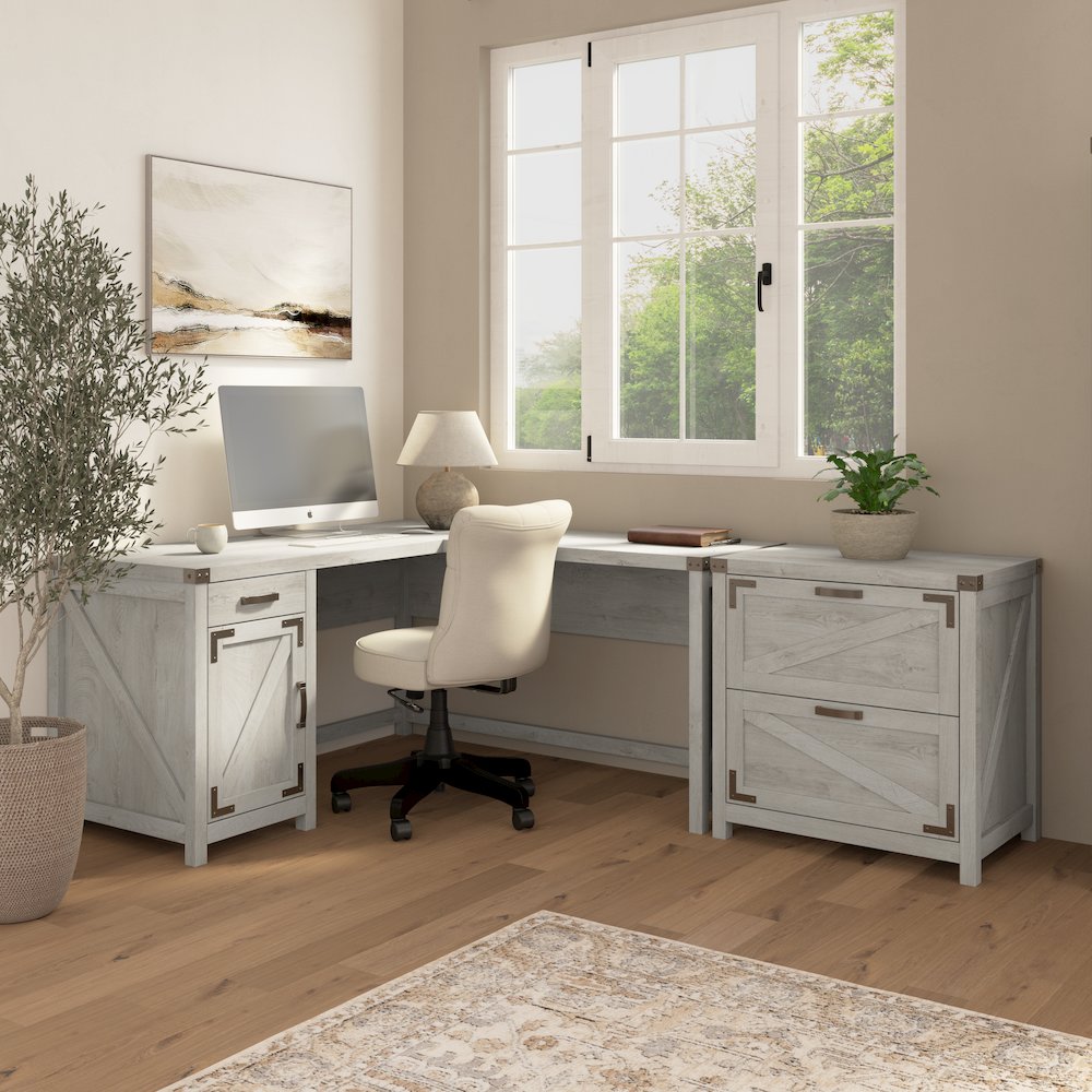 Knoxville 60W L Shaped Desk with 2 Drawer Lateral File Cabinet. Picture 2