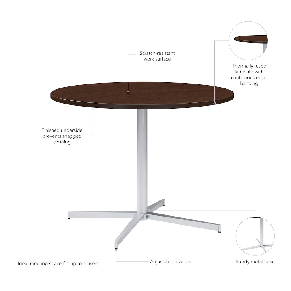 42-inch Round Conference Table with Metal Base in Mocha Cherry. Picture 6