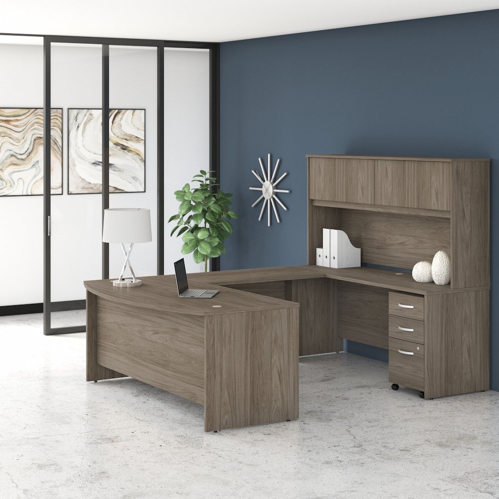 Studio C 72W x 36D U Shaped Desk with Hutch and Mobile File Cabinet. Picture 2