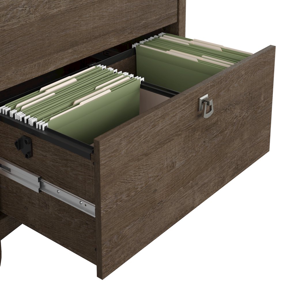Salinas 60W L Shaped Desk with Lateral File Cabinet and 5 Shelf Bookcase. Picture 4