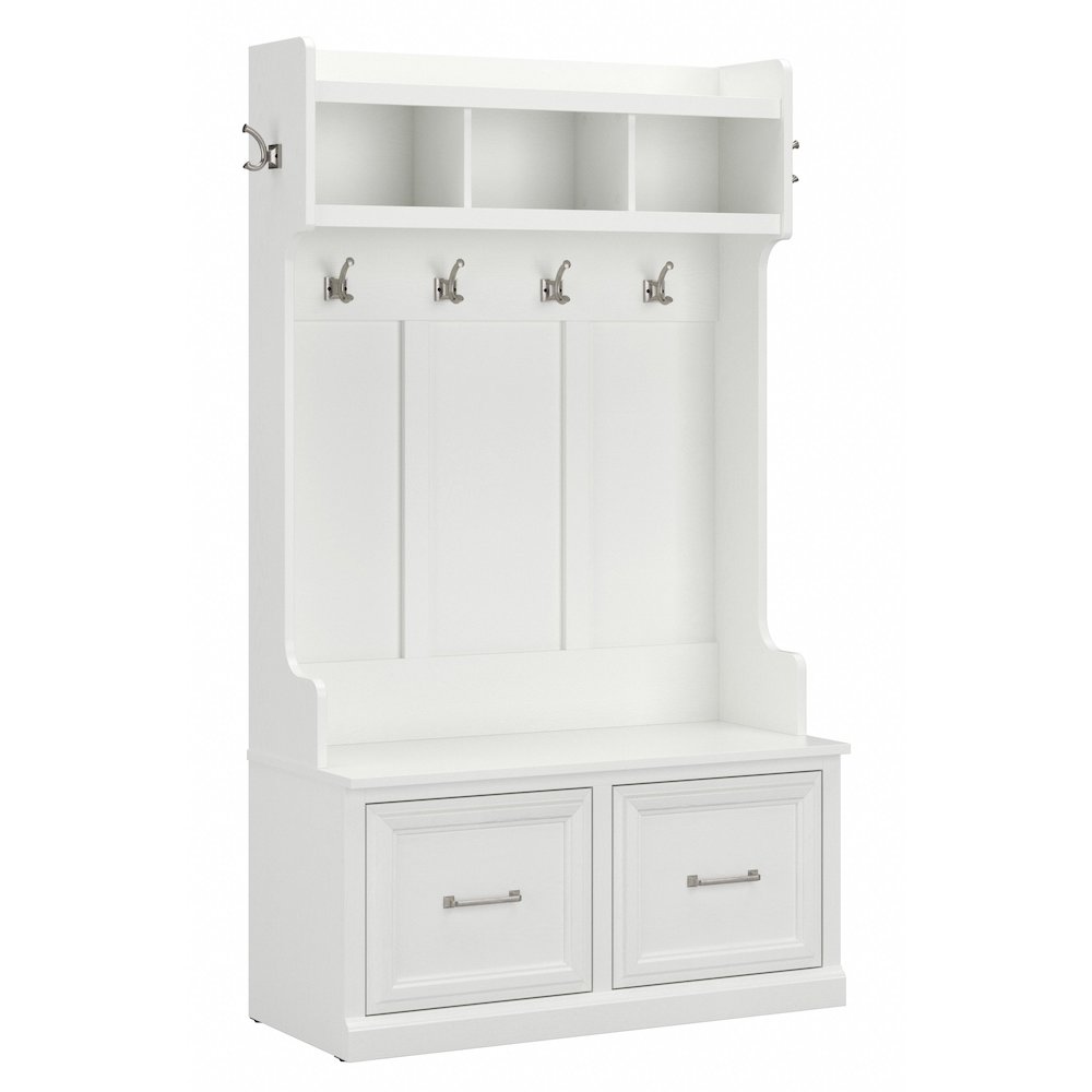 Woodland 40W Hall Tree and Shoe Storage Bench with Doors. Picture 1