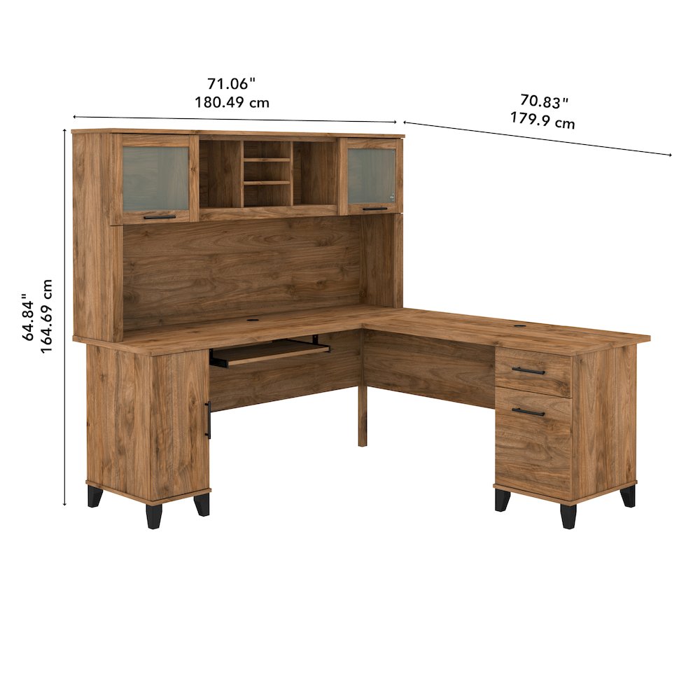 Somerset 72W L Shaped Desk with Hutch. Picture 9