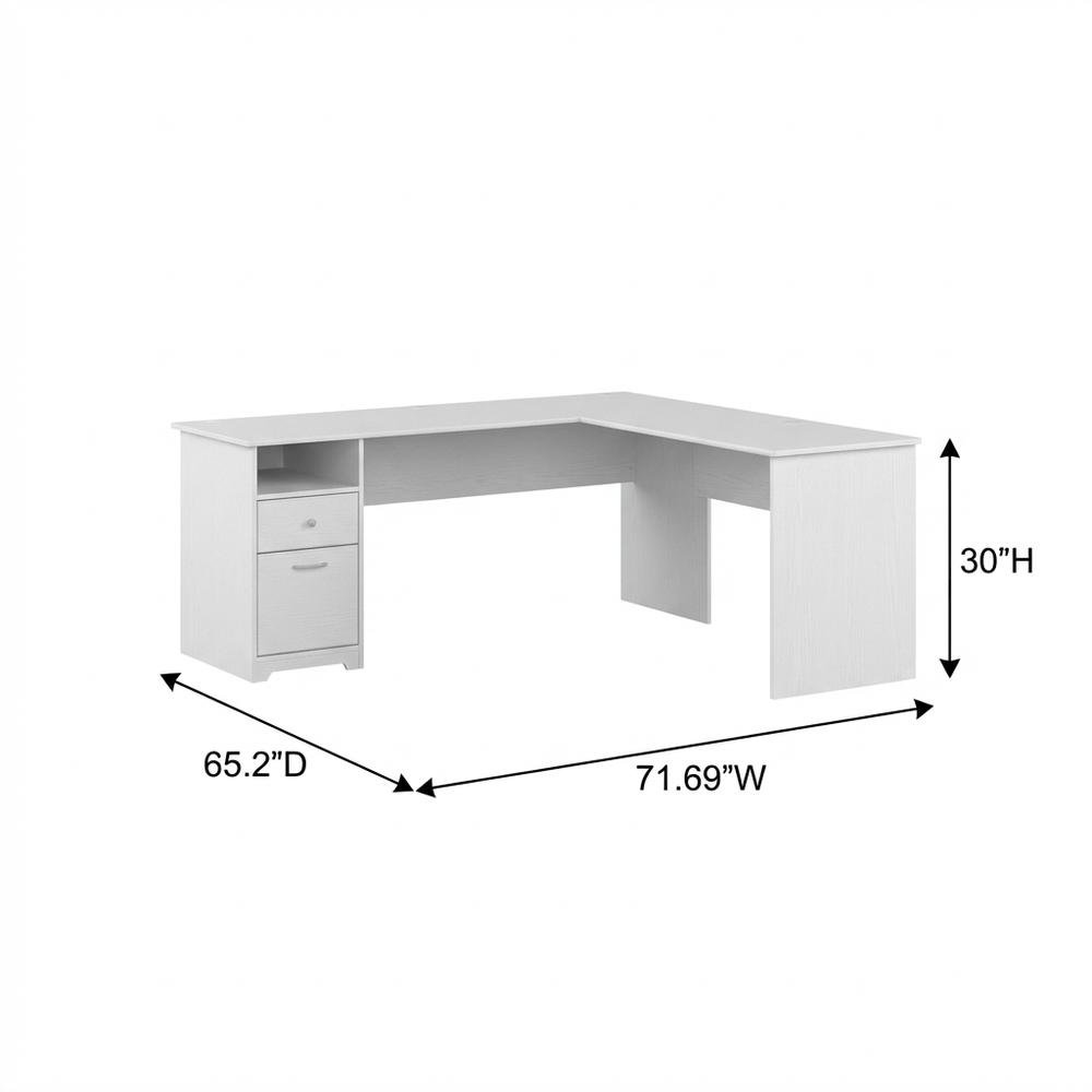 White L-Shaped Computer Desk With Drawers And Storage Organization. Picture 7
