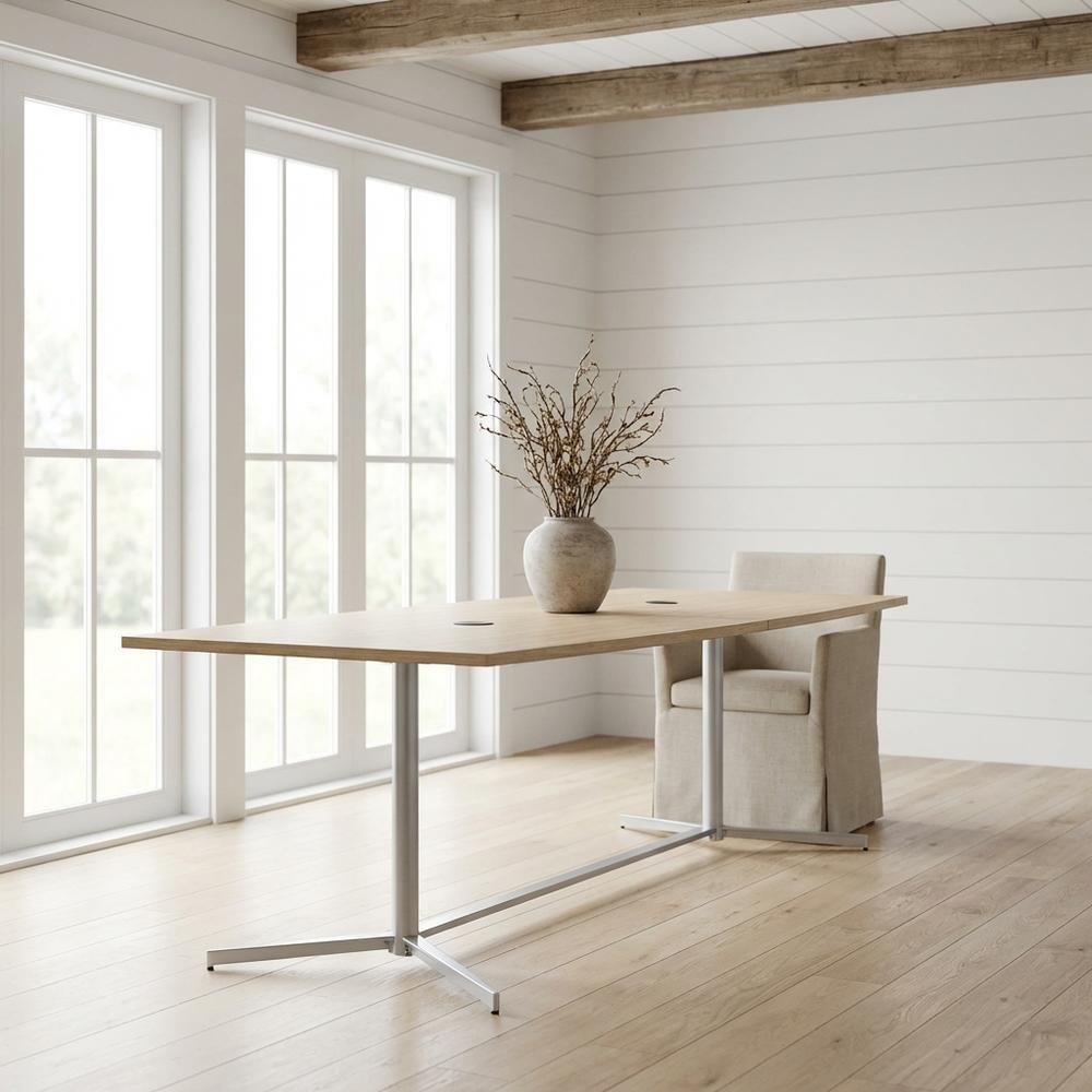 Natural Elm Office Conference Table With Metal Base, Commercial Quality. Picture 2