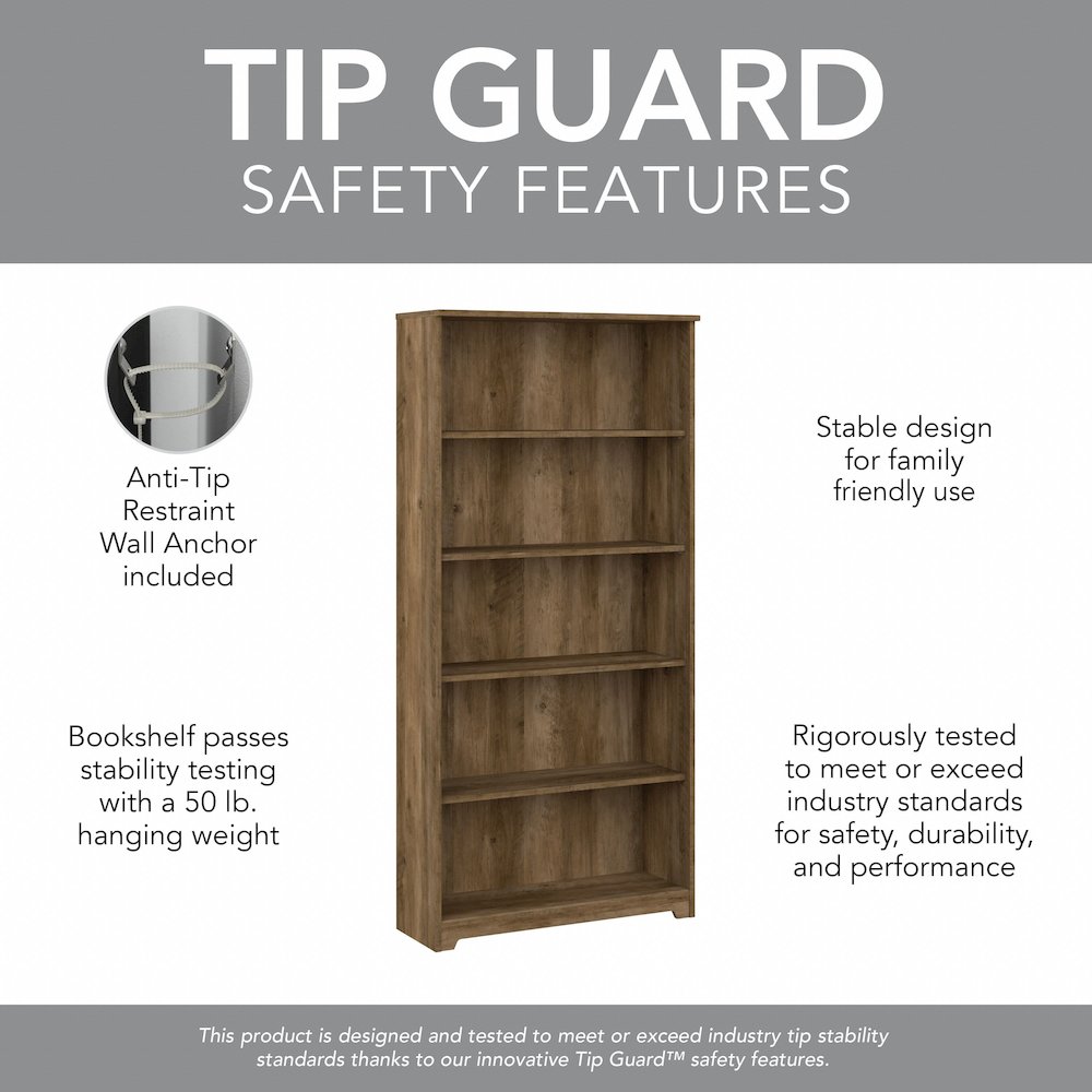 Cabot Tall 5 Shelf Bookcase. Picture 6