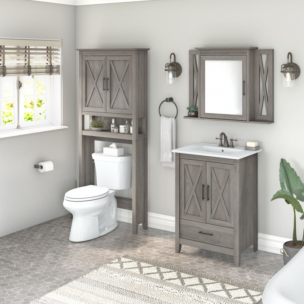 24W Bathroom Vanity Sink with Mirror and Over The Toilet Storage Cabinet. Picture 2