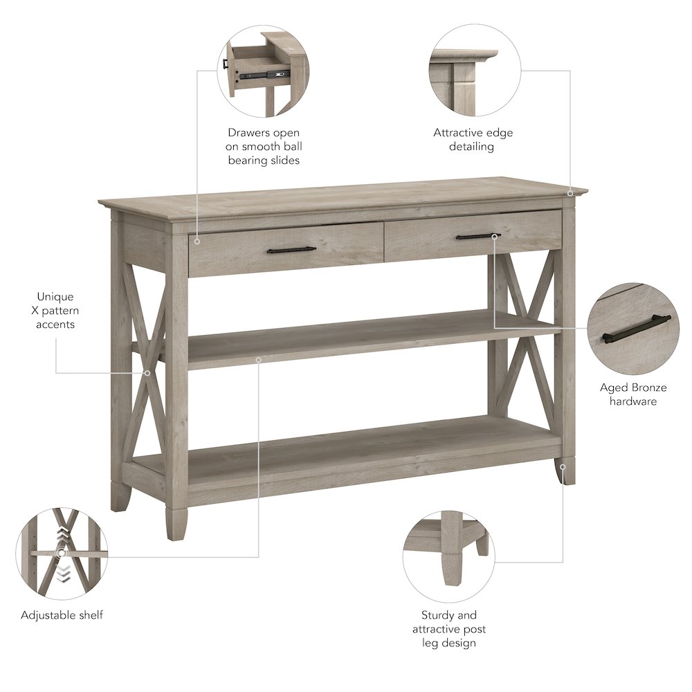 Key West Console Table with Drawers and Shelves. Picture 8