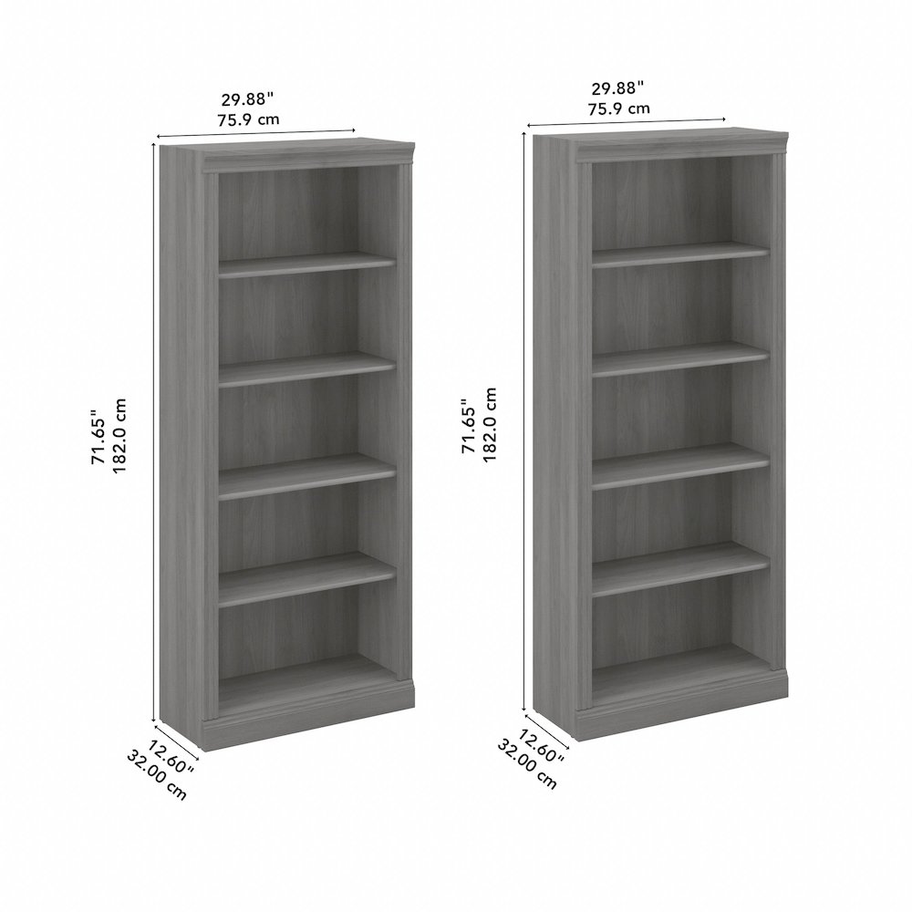 Saratoga Tall 5 Shelf Bookcase - Set of 2. Picture 5