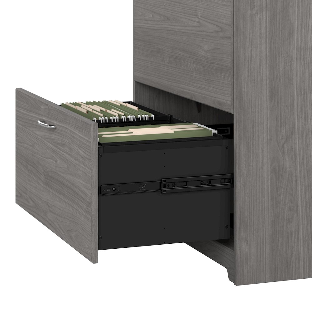 Cabot 60W L Shaped Computer Desk with Hutch, File Cabinet and Bookcase. Picture 5