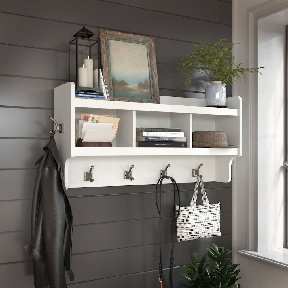 Woodland 40W Wall Mounted Coat Rack with Shelf. Picture 2