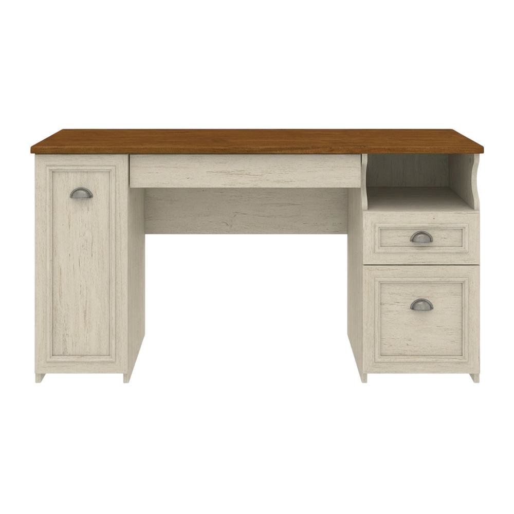 Ivory L Shaped Desk With File Cabinet And Bookcase For Home Office. Picture 4