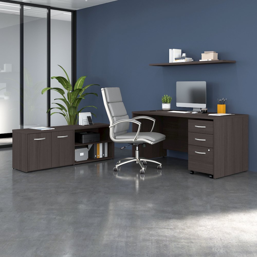 Studio C 60W x 30D Office Desk with Storage Return and Mobile File Cabinet. Picture 2