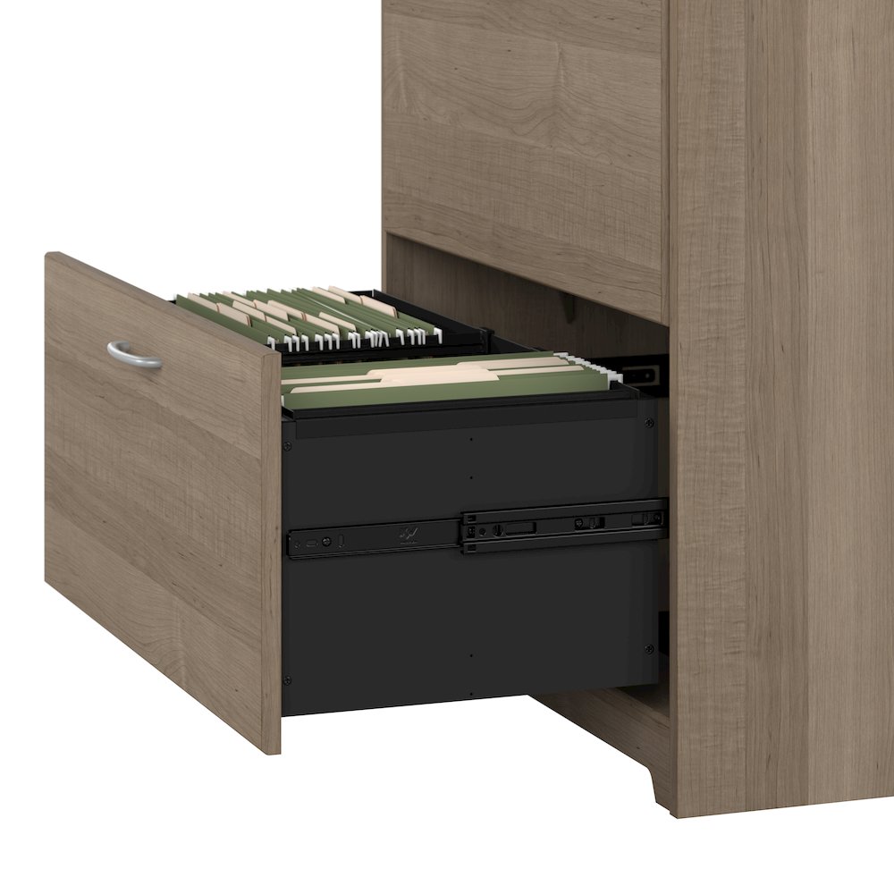 Cabot 60W L Shaped Computer Desk with Hutch, File Cabinet and Bookcase. Picture 5