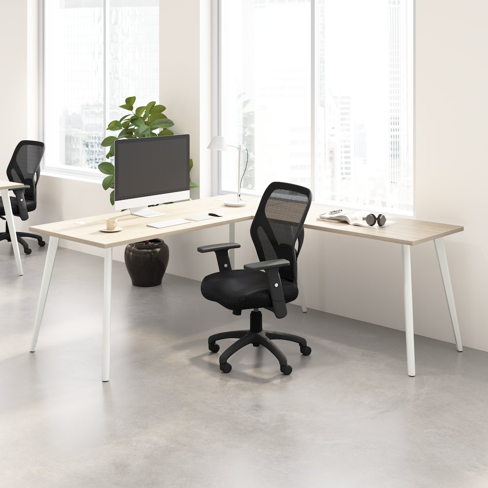 Vista 72W x 30D L Shaped Desk with Splayed Metal Legs. Picture 2