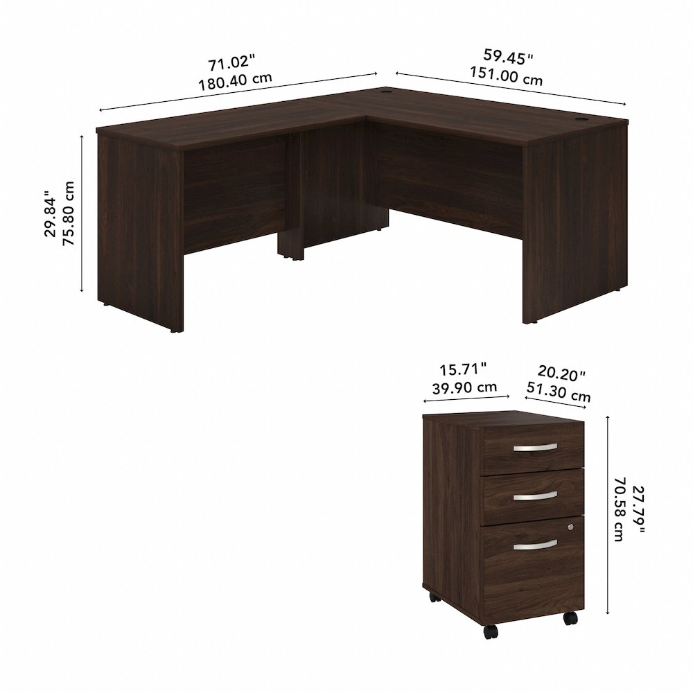 Studio C 60W x 30D L Shaped Desk with Mobile File Cabinet and 42W Return. Picture 10