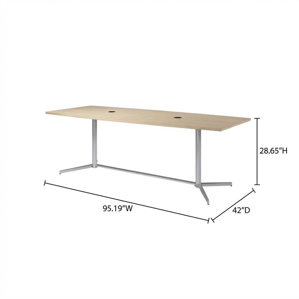 Natural Elm Office Conference Table With Metal Base, Commercial Quality. Picture 7