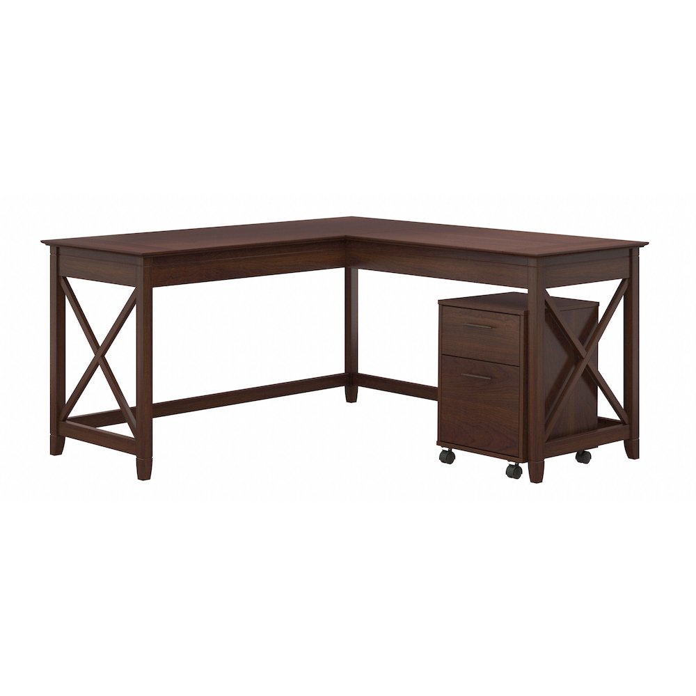 Key West 60W L Shaped Desk with 2 Drawer Mobile File Cabinet. Picture 1