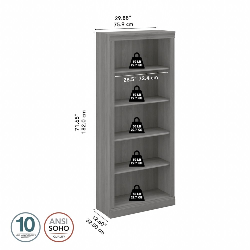 Saratoga Tall 5 Shelf Bookcase. Picture 5