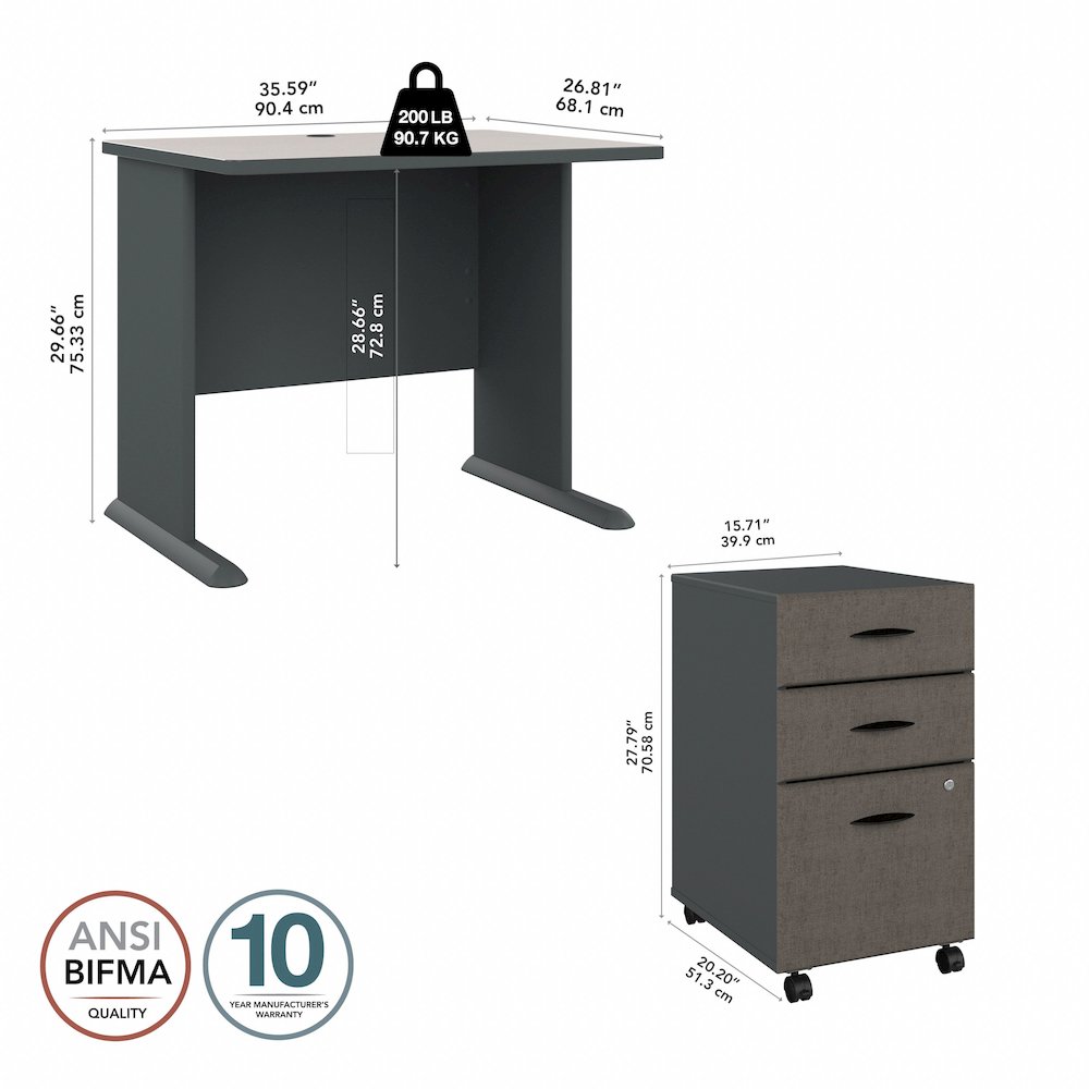 Series A 36W Desk with Mobile File Cabinet. Picture 9