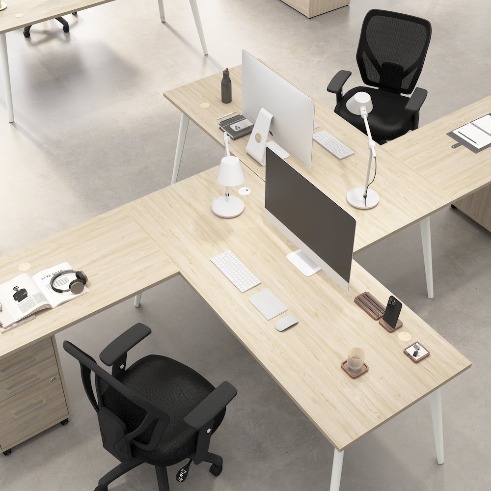 Vista 60W L Shaped Desk with Metal Legs, Low Storage Cabinet, and Wardrobe. Picture 5