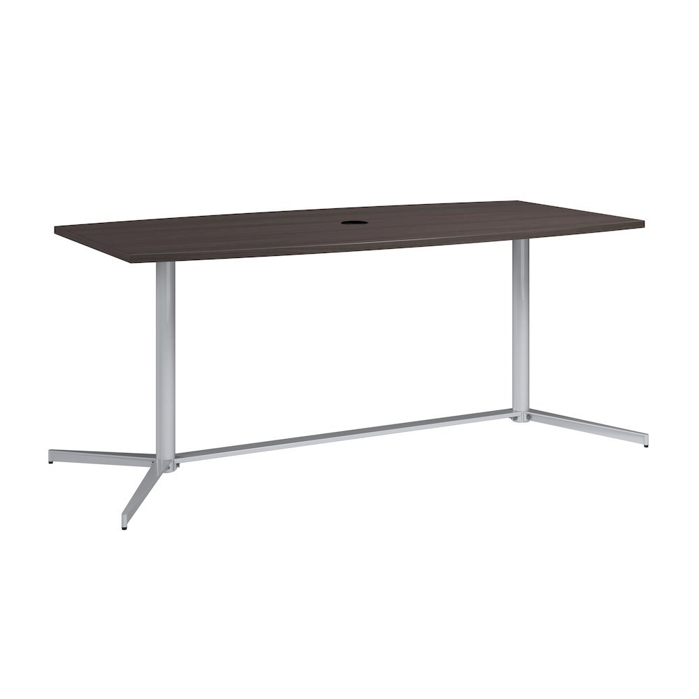 72-inch Office Conference Table with Metal Base in Storm Gray. Picture 1