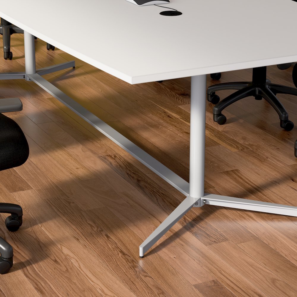 72-inch Office Conference Table with Metal Base in White. Picture 4
