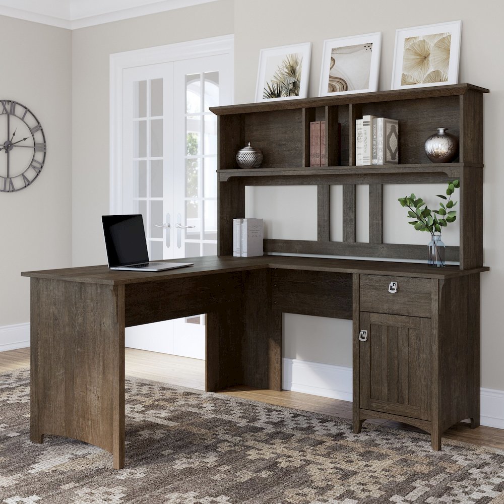 Salinas 60W L Shaped Desk with Hutch. Picture 2