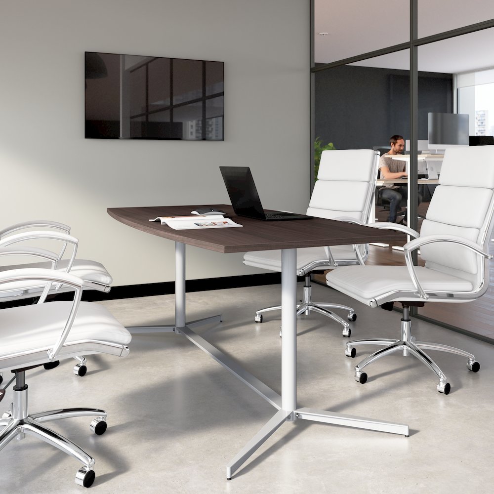 72-inch Office Conference Table with Metal Base in Storm Gray. Picture 2