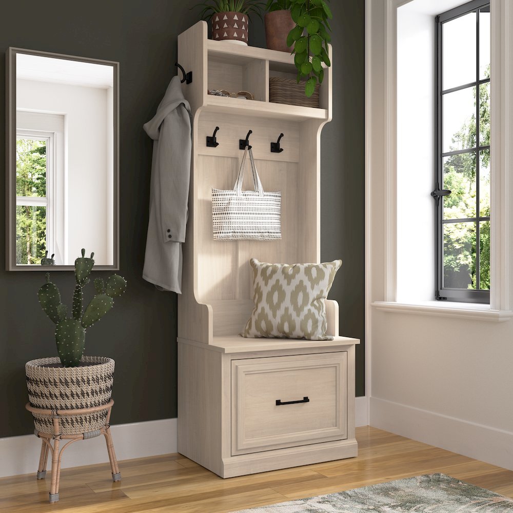 Woodland 24W Hall Tree and Small Shoe Bench with Drawer. Picture 2