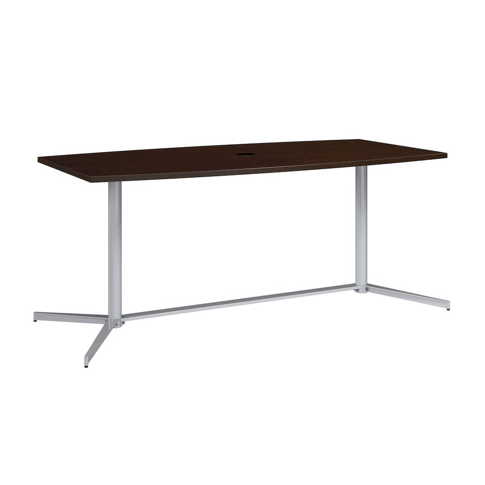 72-inch Office Conference Table with Metal Base in Mocha Cherry. Picture 1