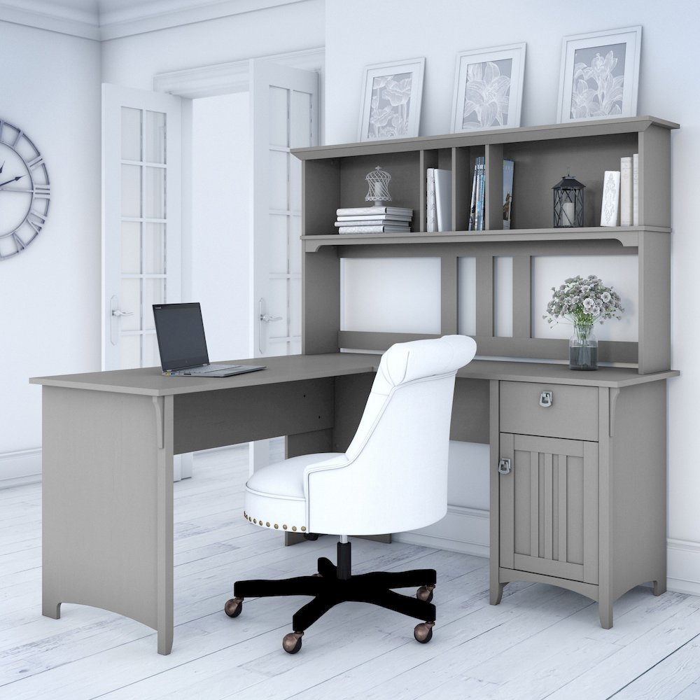 Salinas 60W L Shaped Desk with Hutch. Picture 2
